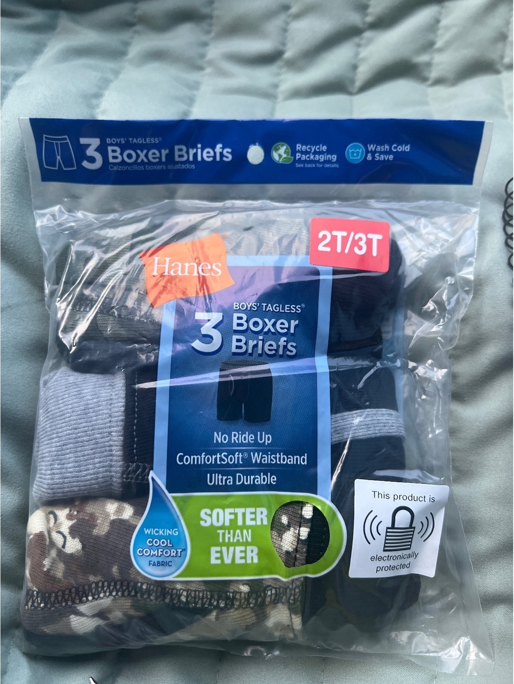 Hanes Boys' Tagless Boxer Briefs 3-Pack Size 2T/3T